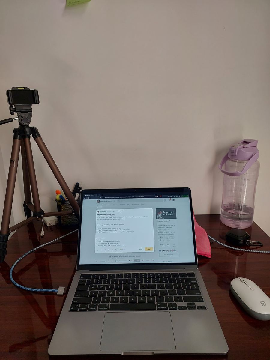 My learning setup: a laptop and a tripod